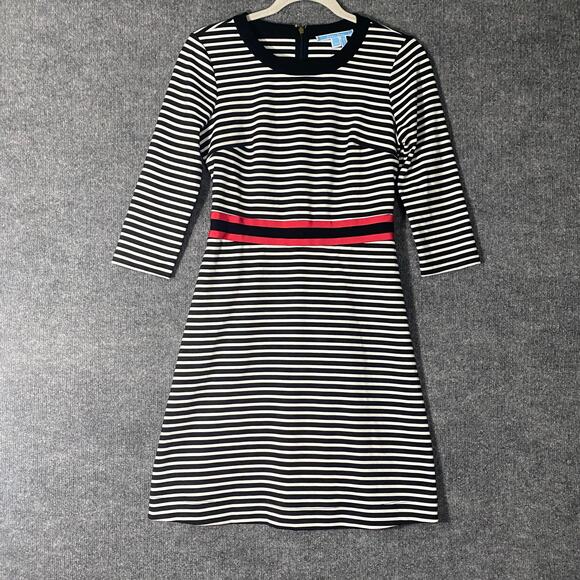 Draper James Mini Dress XS Black White Striped Persley Ponte Knit Preppy - Picture 2 of 11
